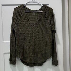 American Eagle Outfitters Olive V-Neck Sweater